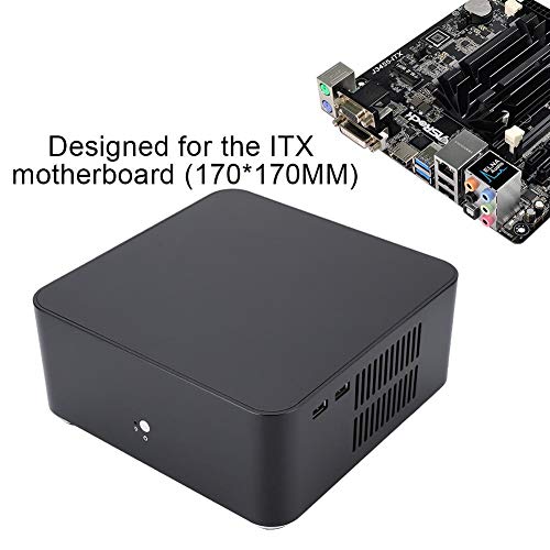 Gabinete compacto PUSOKEI L80 para motherboard Mini-ITX, aluminio color plateado y negro miniatura 4