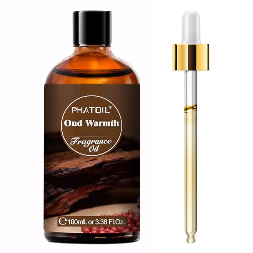 PHATOIL 3.38FL.OZ Oud Warmth Fragrance Oils for Aromatherapy Essential Oils for Diffusers for Home Perfect for Diffuser Yoga Skin Care DIY Candle and Soap Making - 100ml