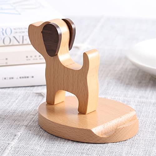 Bounabay Handy Ständer, Handyständer aus Holz, Universal Halterung für Schreibtisch, Creative Hunde Handy Halterung für Smartphone iPhone iPad Tablet Teller PC
