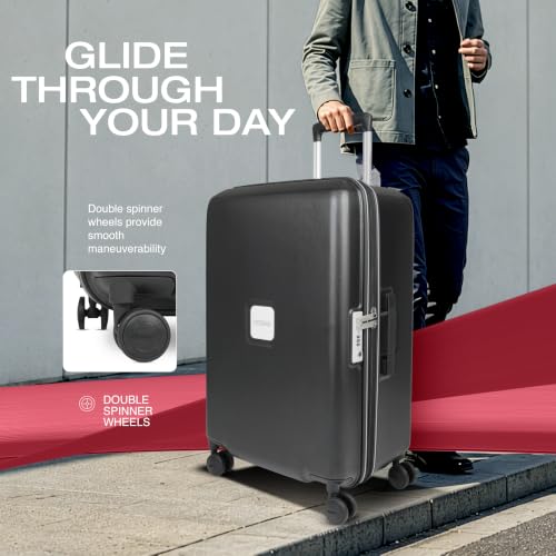 Image of American Tourister Zenrix | Check-in Trolley Bag (67 cm) | 360 8 Wheel Travel Luggage | Hard Case Polycarbonate Suitcase | Recessed TSA Lock | Black & White