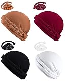 Silky Satin Lined Turban for Women Mens Halo Turban Half PRE-Tied Beanie Hats Silky Lined Durag for