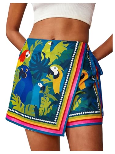 Image of SweatyRocks Women's Boho Mini Skirts Floral Shorts Tie Side Wrap Skorts