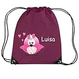 Größe: 34 x 45 cm Mein Zwergenland Turnbeutel Sportsack mit Name Knuffel, 10 L, Burgundy