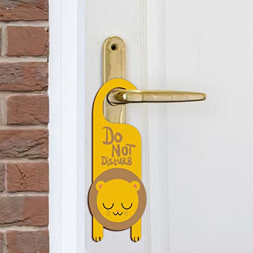 Image of CVANU Do Not Disturb Lion Shaped Wooden Door Sign Hanger Size(24cm x 8.5cm) cv68
