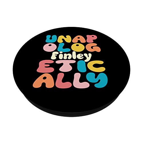 Finley Personalized Name Groovy Unapologetically Finley PopSockets Swappable PopGrip, Black - Image 2