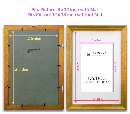 Image of 8 x 12 inch Wooden Photo Frame with Mat, Yellow Photo Frame 8 x 12 inch with Mat or 12 x 18 inch without Mat for Wall Decoration, Gallery Walls, Best Wooden Photo Frames for Posters and Photos