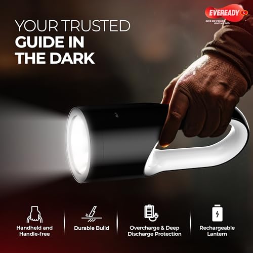 Image of Eveready Archlite HL81, Rechargeable Emergency Lantern Cum Torch, 19W Lantern + 2W Torch, Handheld and Handle-Free, USB Type-B Charging, 330 Emergency Light, 6 Months Warranty, Pack of 1