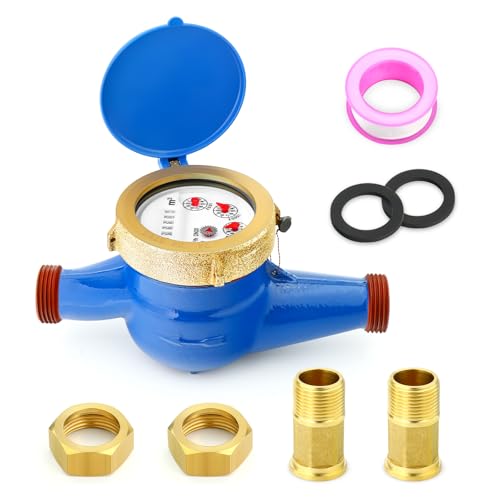 MEANLIN MEASURE 3/4 BSP Couplings Cold Water Meter for Garden or Home, 20MM Measuring in Cubic Meter