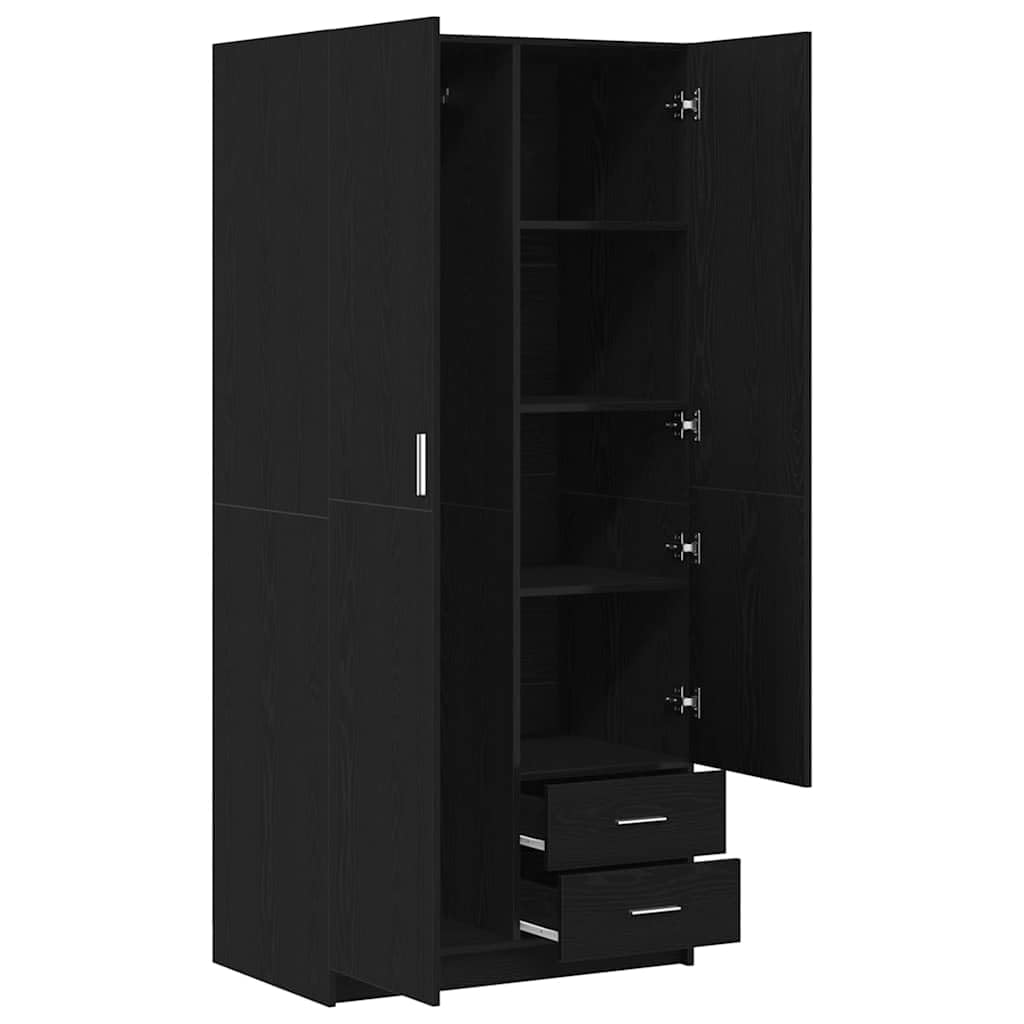 Fengshui Szafa na ubrania czarna imitacja dębu 80 x 52 x 180 cm