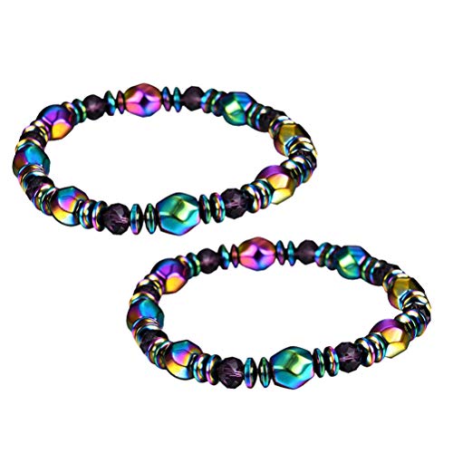 HEALIFTY Weight Loss Hematite Beads Magnetic Bracelet for Men Women 2pcs