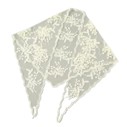 Bandana pour cheveux au crochet en dentelle ajourée et foulard fin brodé style vintage