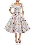 DORIC Vintage 1950s Retro Sleeveless O Neck Print Evening Party Dresses for Women Classic Prom Swing...