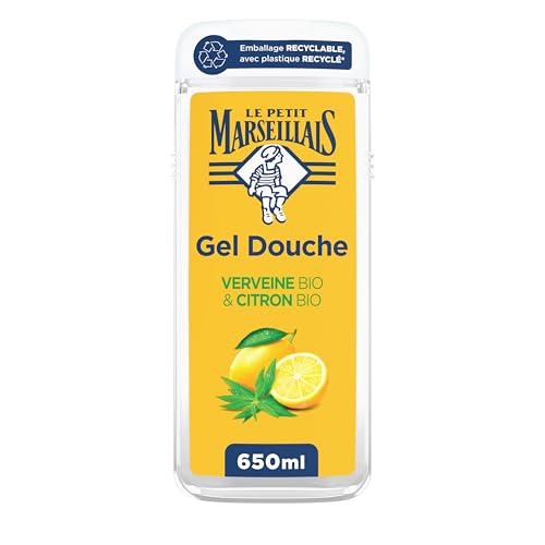 Le Petit Marseillais – Gel de Ducha Extra Suave Verbena Bio & Limón Bio (frasco de 650 ml) – Fórmula vegana con 92% de ingredientes de origen natural – Envase reciclable, con plástico reciclado