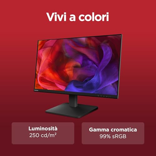 Lenovo L27Qe Monitor 27" Qhd (2560 X 1440), Ips, 4Ms, 100Hz, Regolabile, Porte Hdmi 2.1 E Displayport 1.4, Cavo Hdmi Incluso - Raven Black - 8