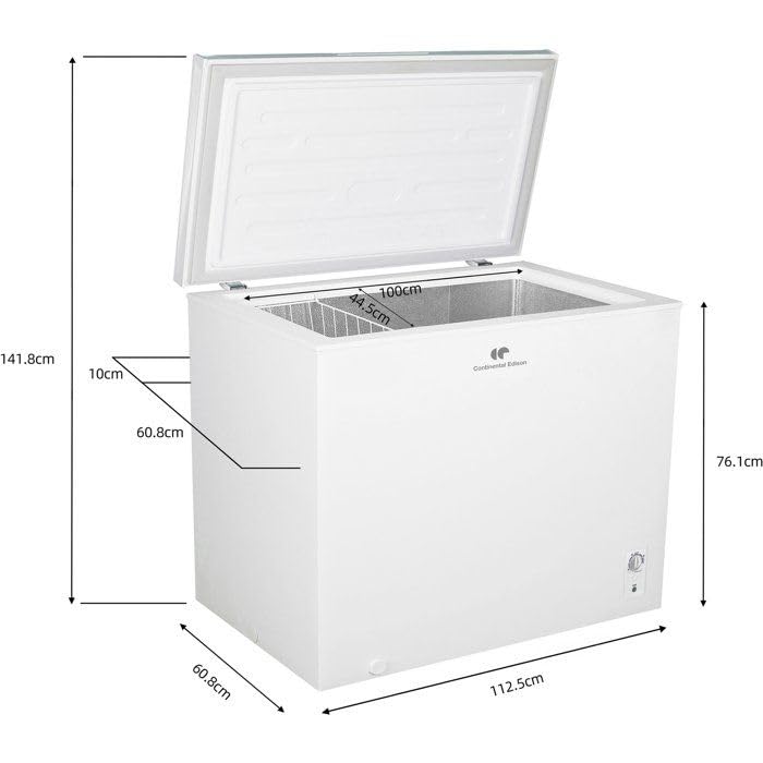 Continental Edison CECC291WD Gefriertruhe, Klasse D, 291 l, 112,5 x 60,8 x 83,5 cm, Weiß