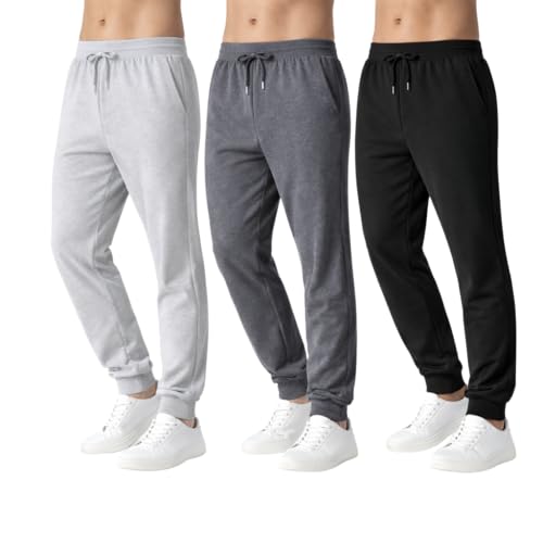 BROOKLYN'S BEST Pack of 2 Mens Fleece Jogger Pants Heavyweight Sweatpants for Men with Pockets & Drawstring, Soft Warm Jogger, Black/Charcoal, X-Large