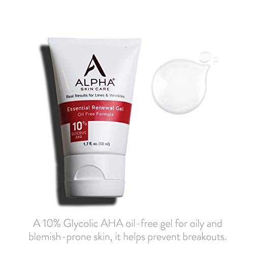 Alpha Skin Care Essential Renewal Gel | Anti-Aging Formula | 10% Glycolic Alpha Hydroxy Acid (AHA) | Reduces the Appearance of Lines & Wrinkles | Oily & Breakout Prone Skin | 1.7 Oz