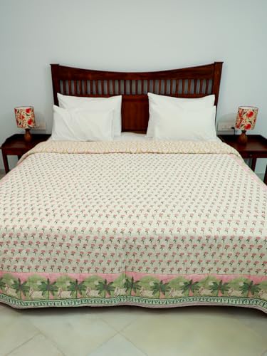 Image of Pichwai Ac Comforter Double Bed | Uniform Cotton Filling Blanket | 100% Cotton Soft & Cozy Premium Dohar | Lightweight Duvet | Duvet Bed Quilt | Color - White