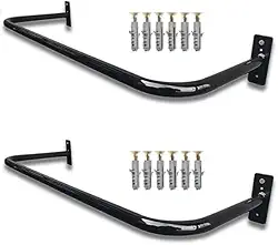 2 Arara de roupas para Parede 80 cm Preta com Kit de Instalação