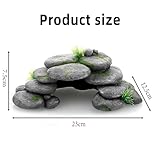 Aquarium Decoration,Mengger Aquarium Decoration Cave with Green Grass,Polyresin Landscape 23*13*8cm,Rock Cave Decoration,Resin Decoration,Suitable for Water Tanks Aquariums Small Fish Small Shrimp - Image 2