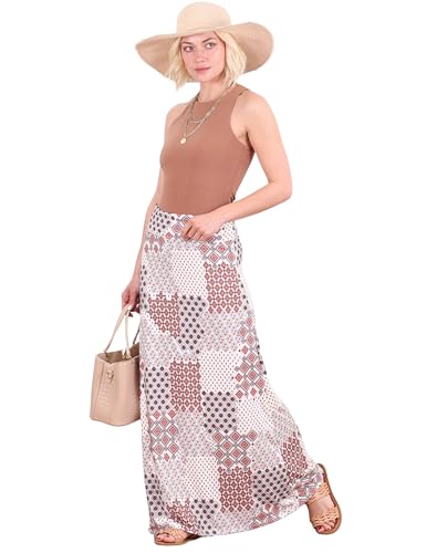 Image of Popana Long Maxi Skirt for Women, Flowy Long Skirts for Women | High Waisted Soft Trendy Rayon, Sundress Convertible Skirt, Long Length Bodycon Maxi Skirt, Petite and Plus Size