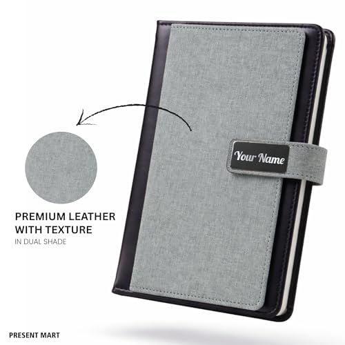 Image of Personalied A5 Executive Diary Organizer with Card or Cash Slot, Magnetic flap & Pen Loop |Premium Personal Organizer for Office | journel Diary For Men & Women | Executive Diaries | Diary for Personal Use | Journal Notebook (Black grey)