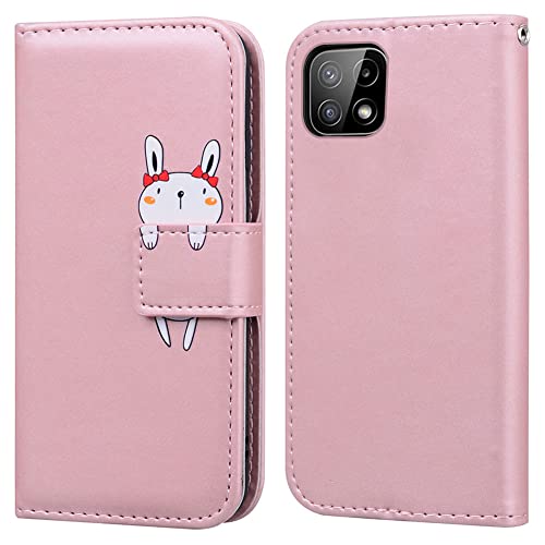Ailisi Cover per Redmi Note8 PRO, Pink Flip Cover Cartoon Cute Rabbit Custodia Protettiva Caso Libro in Pelle PU con Portafoglio, Funzione Supporto, Chiusura Magnetica - Coniglio, Oro Rosa