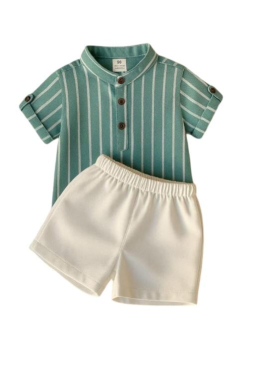 Kids Boy Cotton Striped Dress Set Baby Boy short Sleeve T Shirt Shorts Comfortable Casual Outfit-image-33