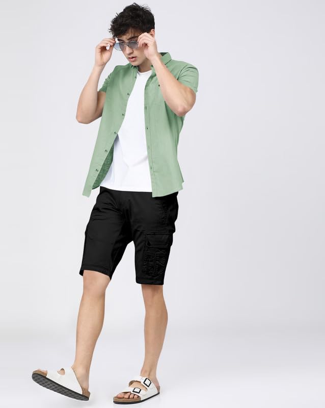 Image of BRUCEWANE Men's 100% Cotton Half Sleeve Shirt