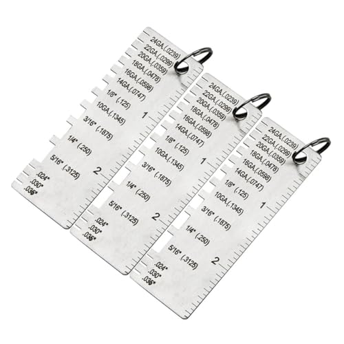 3 piezas Calibrador de espesor de soldadura de acero inoxidable, herramienta de inspección de espesor de metal con números para medición precisa de soldaduras y alambres miniatura 1