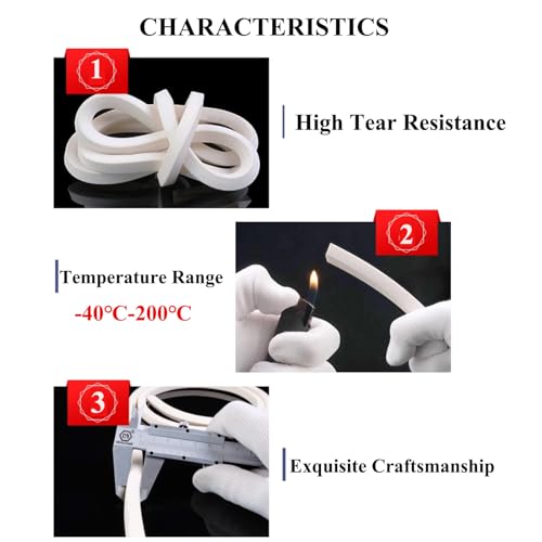Estresen Silikonschaum Dichtungsstreifen Größe 10mm x 20mm, Quadratischer Schwamm, Weißer Streifen, Weich, für Heimwerker, Fenstertür-Dichtungsmaschine, Dichtungsschaumschlauch Länge:5 Meters