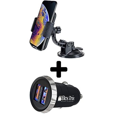 Bestrix Phone Car Holder for Dash & Windshield Quick Charge 4.0 Super-Fast Car Charger Cover