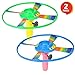 ArtCreativity Pull Cord UFO Flying Saucers - Set of 2-10 Inch Space Ship Toys - Fly Over 65 Feet - Birthday Party Favors, Gift Idea for Boys and Girls, Carnival and Contest Prize - Colors May Vary