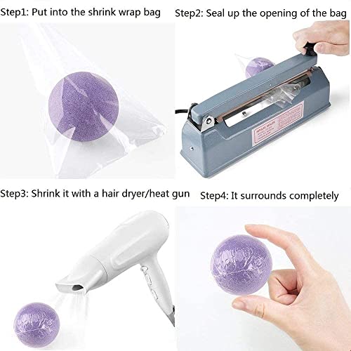Image of Shrink Wrap Bags, 300Pcs 4.7 x 6.7 Inch Heat Seal Clear PVC Shrink Bags for Wrapping Soap, Bath Bombs, Candles, Bottles, Jars and Small Gifts