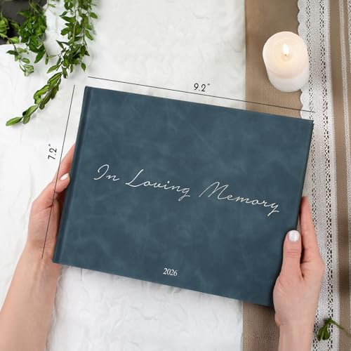 Image of Funeral Guest Book - Celebration of Life Guest Book with Rollerball Pen for Memorial Service - Funeral Memory Sign in Books for Over 300+ Guests - Funeral Decorations with In Loving Memory Table Sign