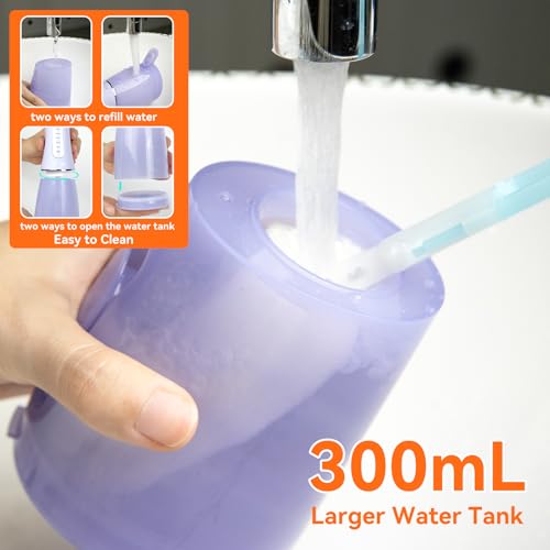 SEAGO Water Dental Flosser Cordless for Teeth, 5 Modes and 7 Nozzles, Dental Water Flosser 300mL, DIY Mode Memory Function, IPX7 Waterproof Dental Flosser, SG8019 Purple