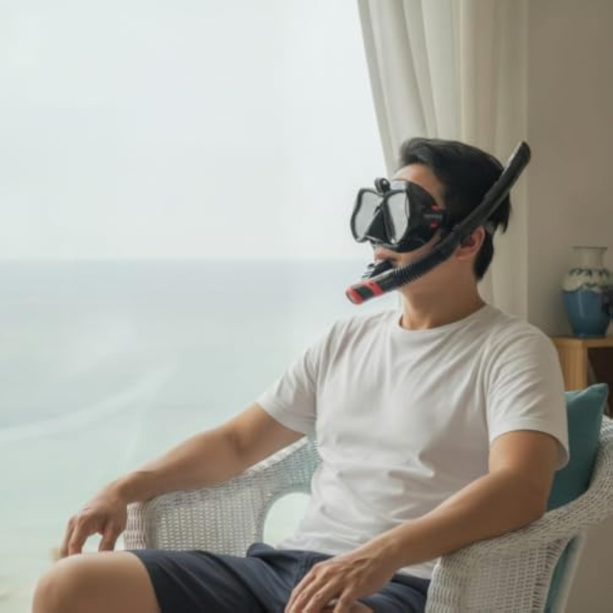 Clear-Lens Snorkel Mask and Snorkel Set Adjustable Gear
