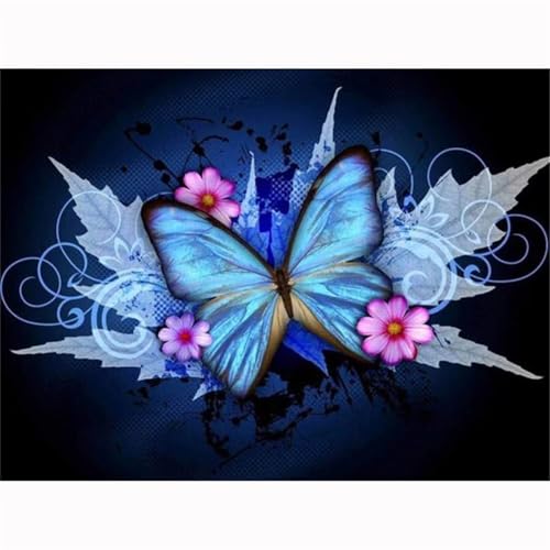 Kit Broderie Diamant Papillon Bleu 5D Carré 80x100 cm