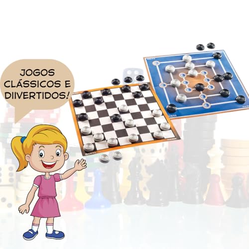 Jogo de Tabuleiro Educativo Divertido Damas e Trilhas