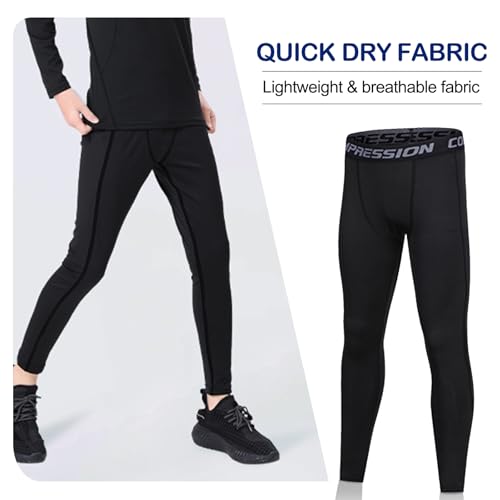 SS COLOR FISH Boys Compression Pants Athletic Baselayer Youth Boy Compression Leggings Basketball Running Tights for Boy4