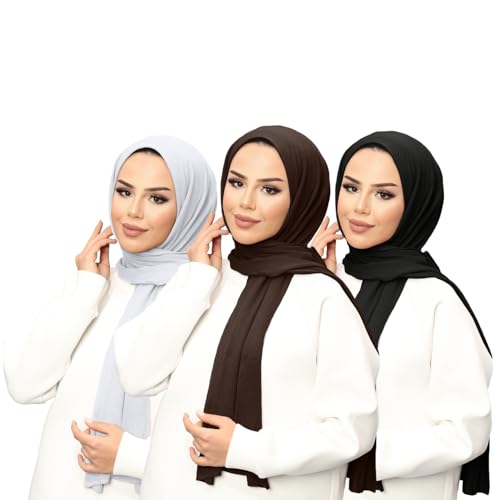 Foulard en jersey lot de 3 écharpes musulmanes extensibles pour femme