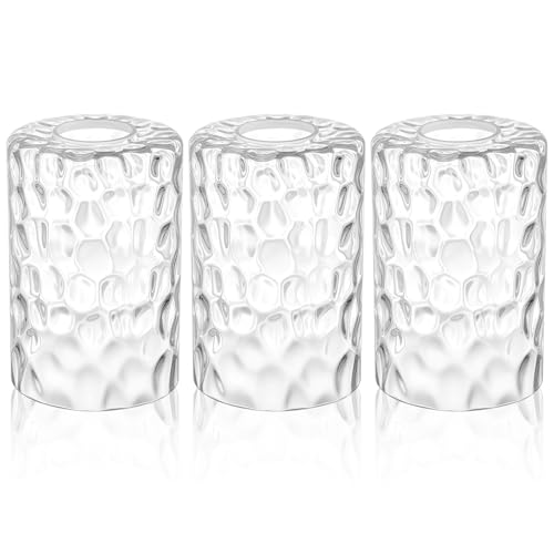 Image of Teenyyou 8 Pcs Clear Hammered Glass Shade Replacements for Pendant Light Fixtures Glass Lamp Shade Cover, 1-5 /8 Inch Fitter Base, 4 inchw x 6 inchh, Replacement Lamp Globe for Chandelier Wall Sconce