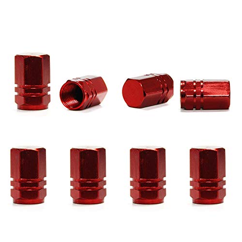 8Pcs Aluminum Tire Stem Valve Caps Universal Wheel Valve Stem Covers For Cars Trucks Motorcycles Suvs And Bikes Dustproof Tire Cap Hexagon Shape (Red) #TOP16