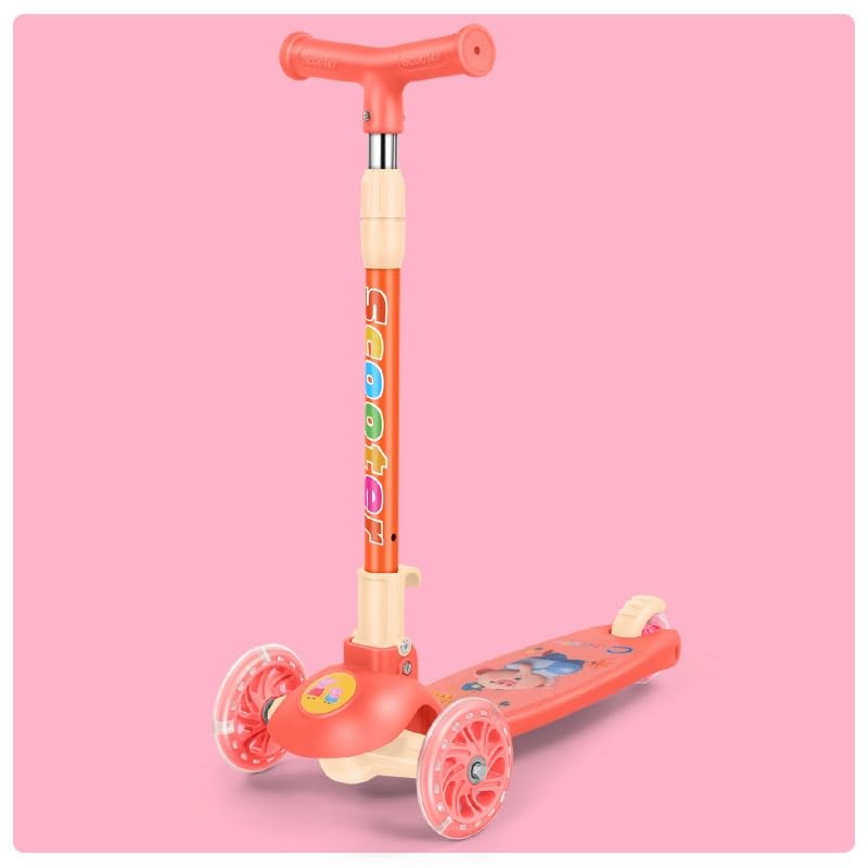 Monopattino a 3 ruote per bambini, con ruote LED illuminabili, monopattino pieghevole con altezza regolabile per ragazzi e ragazze dai 3 ai 12 anni