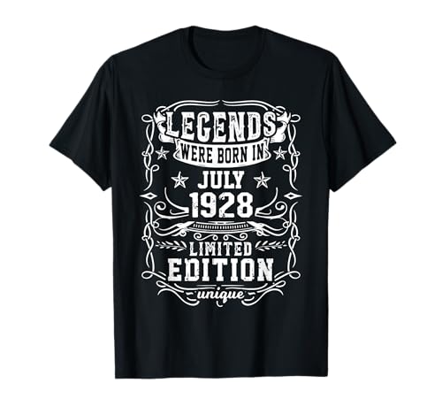 Cumpleaños Julio 1928 Edición Limitada Regalo Legend July Camiseta