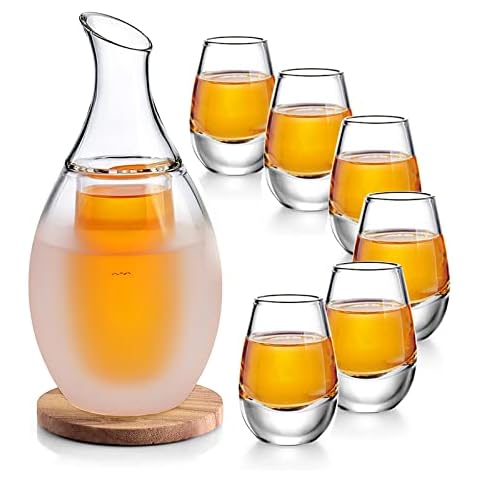 ZENS Sake Set Glasses with 6 Saki Cups Cover