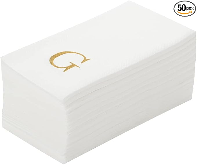 Linen-Feel Guest Towels, 50 Lettered Hand Towels for restrooms and tables