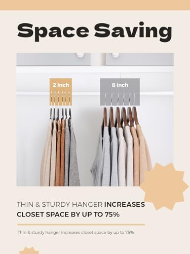 Image of HOUSE DAY Slim Plastic Hangers with Non Slip Rubber Pads, 100 Pack, Black | Space saving closet organizer, heavy duty S-shape, rubber grip pads help keep shirts, suits, coats, pants, skirts in place