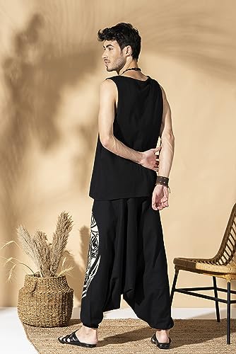 The Veshti Company Printed Harem Pants for Men's Cotton Hippie Style Baggy Boho Yoga Pajama Pant with Pocket