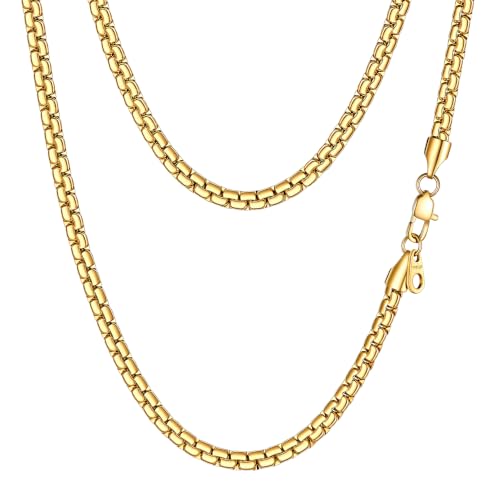 Image of PROSTEEL Stainless Steel Flat Box Link Chain Necklace for Men